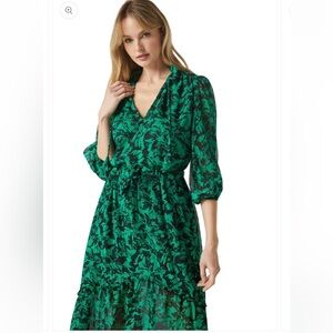 Misa Los Angeles Green Floral Midi Dress